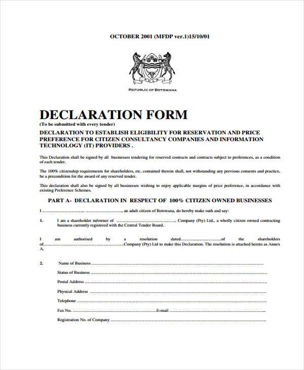 Declaration Form