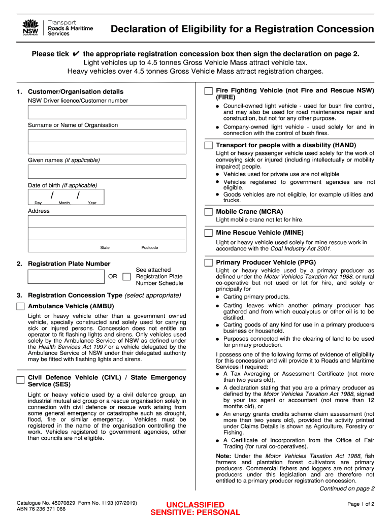 2019 2021 AU NSW Form 1193 Fill Online Printable 