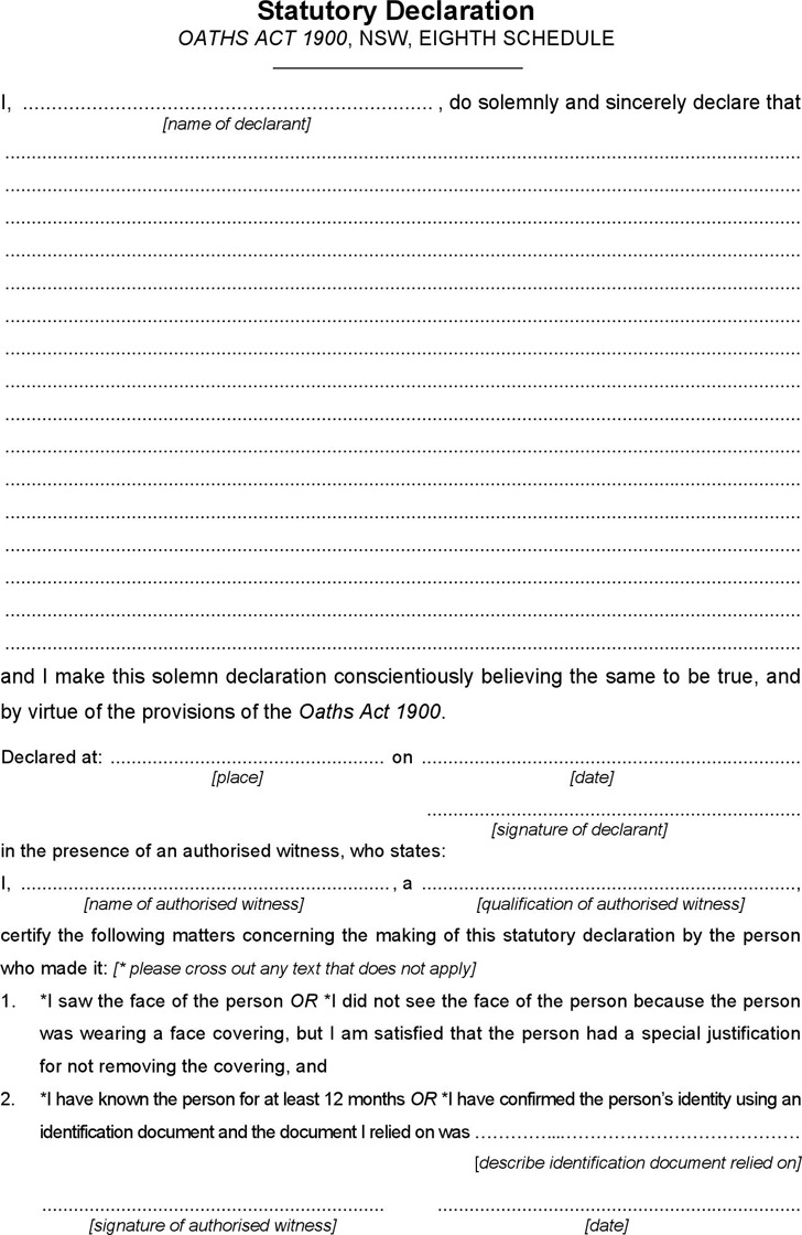 3 Statutory Declaration Form Free Download