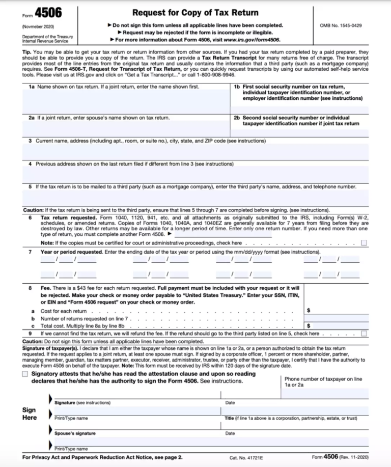 4506 Form 2022 IRS Tax Forms 2022