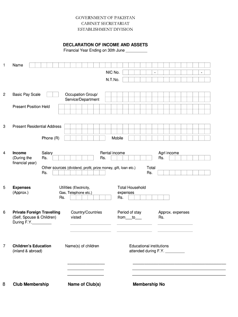 Asset Declaration Form 2020 2021 Fill And Sign Printable 