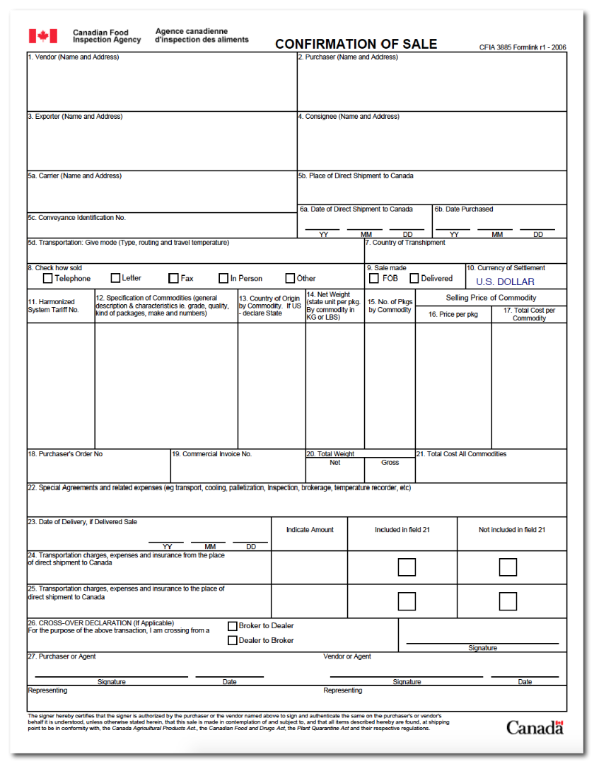 Canada Customs Forms PDF Downloads PCB