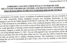 CDC Declaration Form Eviction 2021 Mortgages