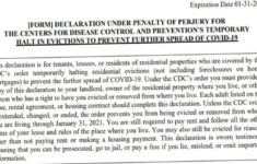 CDC Declaration Form Eviction 2021 Mortgages