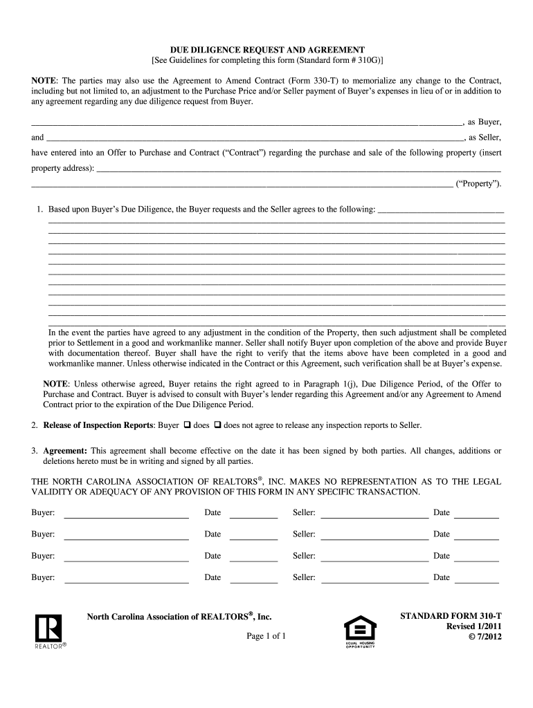 Due Diligence Request And Agreement Fill Out And Sign 