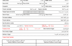 Egypt Visa Application Form Pdf Fill Online Printable