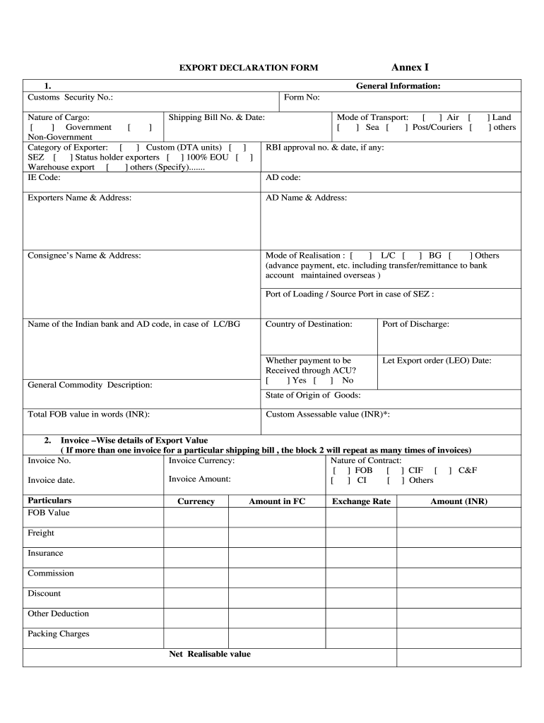 Export Declaration Form Download Fill Out And Sign 