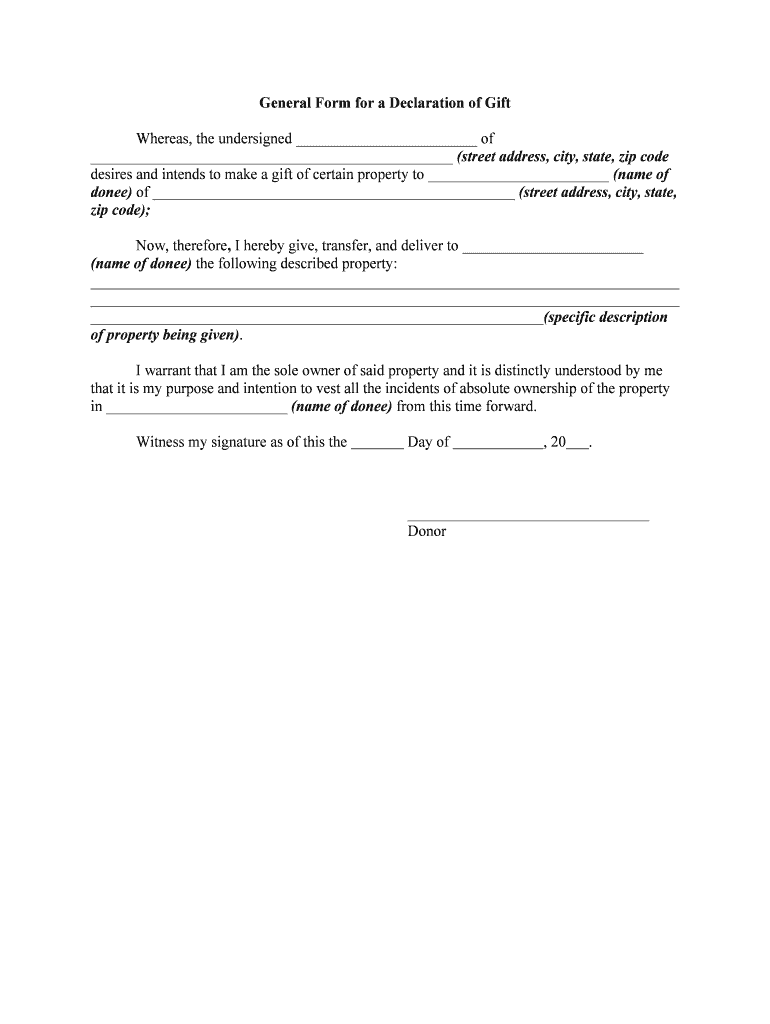Fill Edit And Print Declaration Of Gift Form Online 