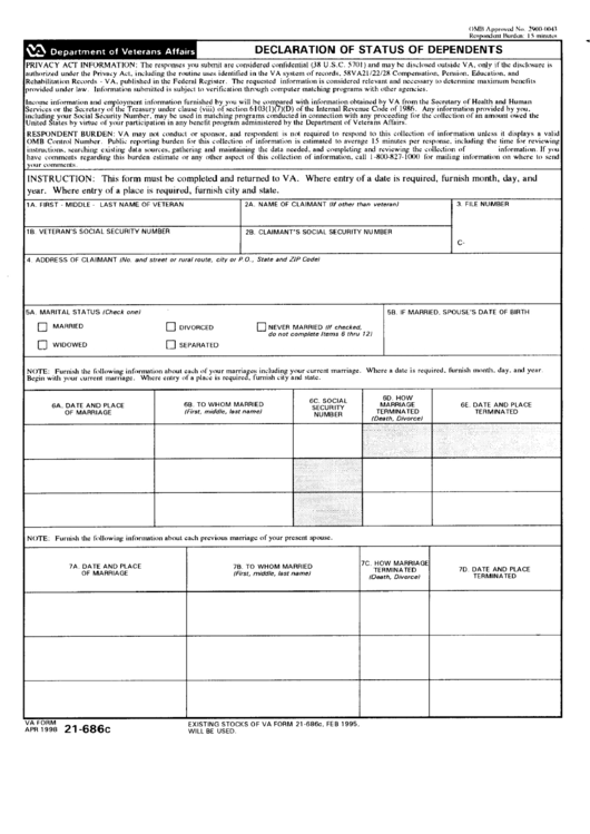 Form 21 686c Declaration Of Status Of Dependents 