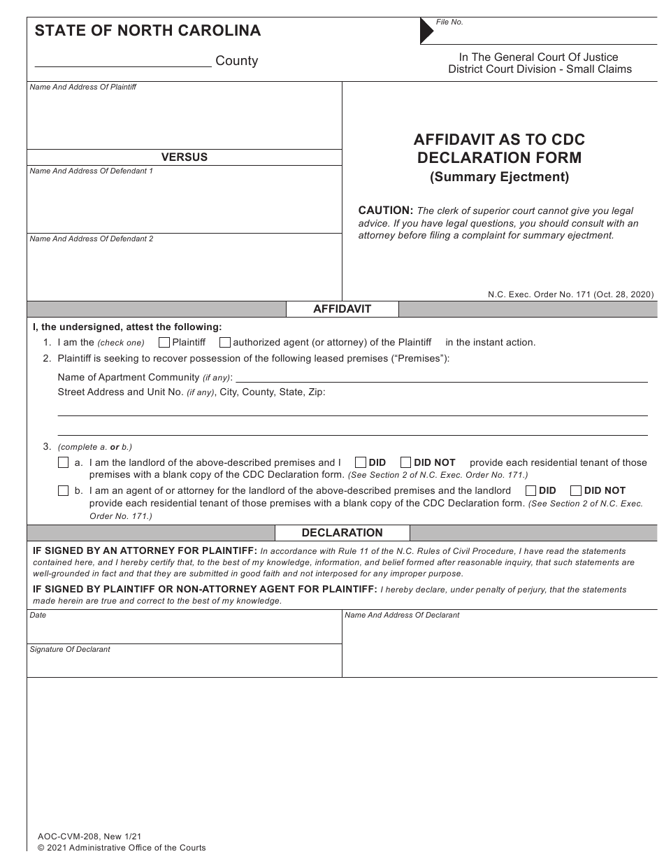 Form AOC CVM 208 Download Fillable PDF Or Fill Online 