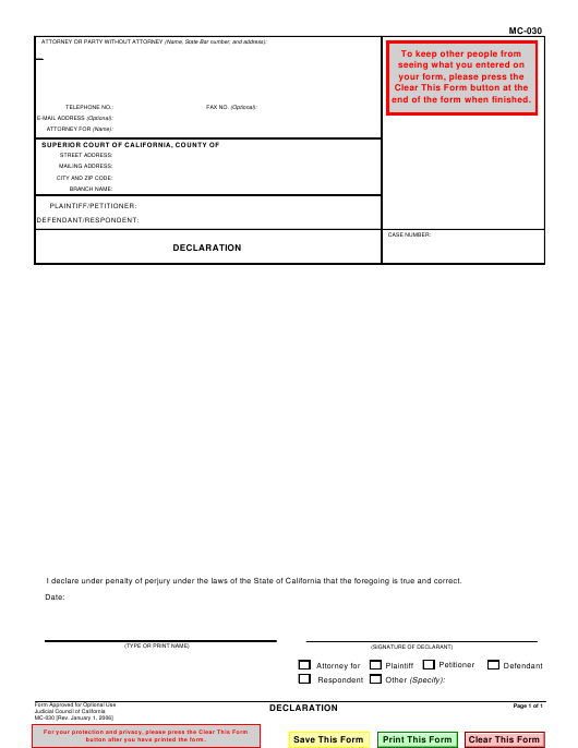 Form MC 030 Download Fillable PDF Or Fill Online 