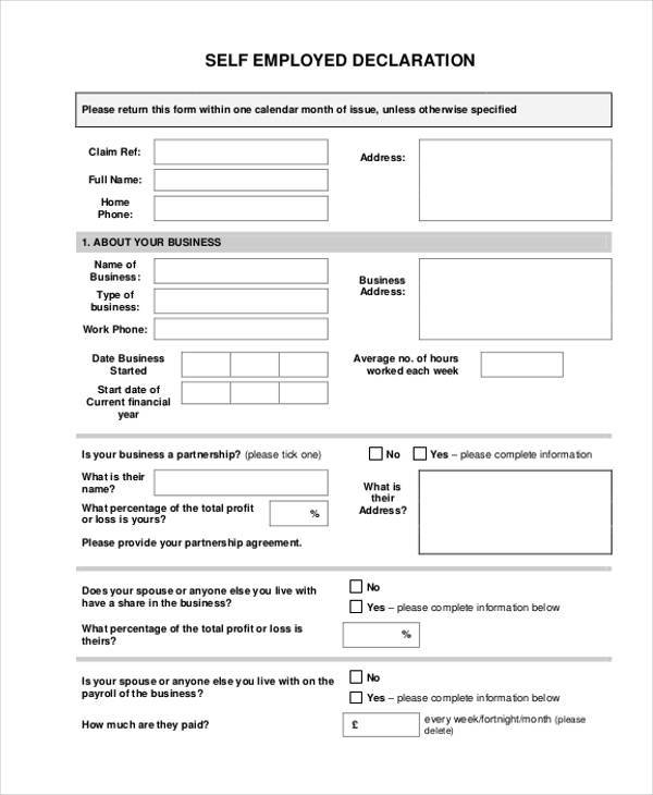 FREE 10 Employment Declaration Form Samples In PDF MS Word
