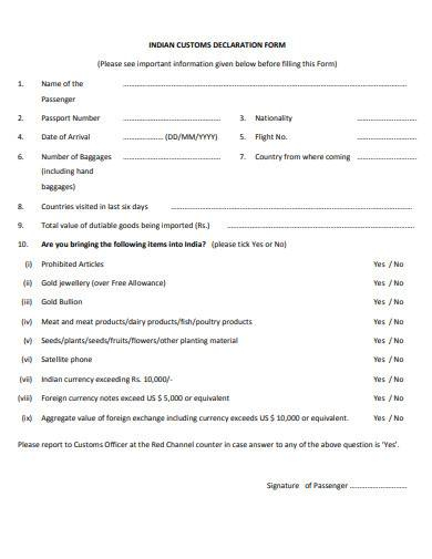 FREE 13 Customs Declaration Form Samples In PDF MS Word