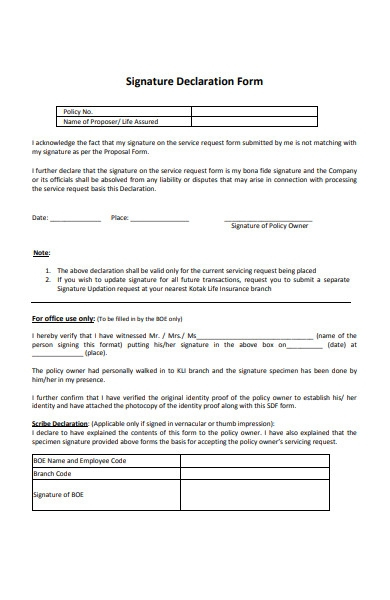 FREE 52 Declaration Forms In PDF MS Word XLS