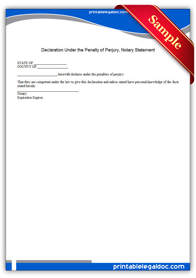 Free Printable Declaration Under The Penalty Of Perjury 