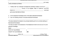 Homestead Declaration Form Los Angeles County Fill