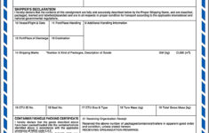 Imo Dangerous Goods Declaration Form