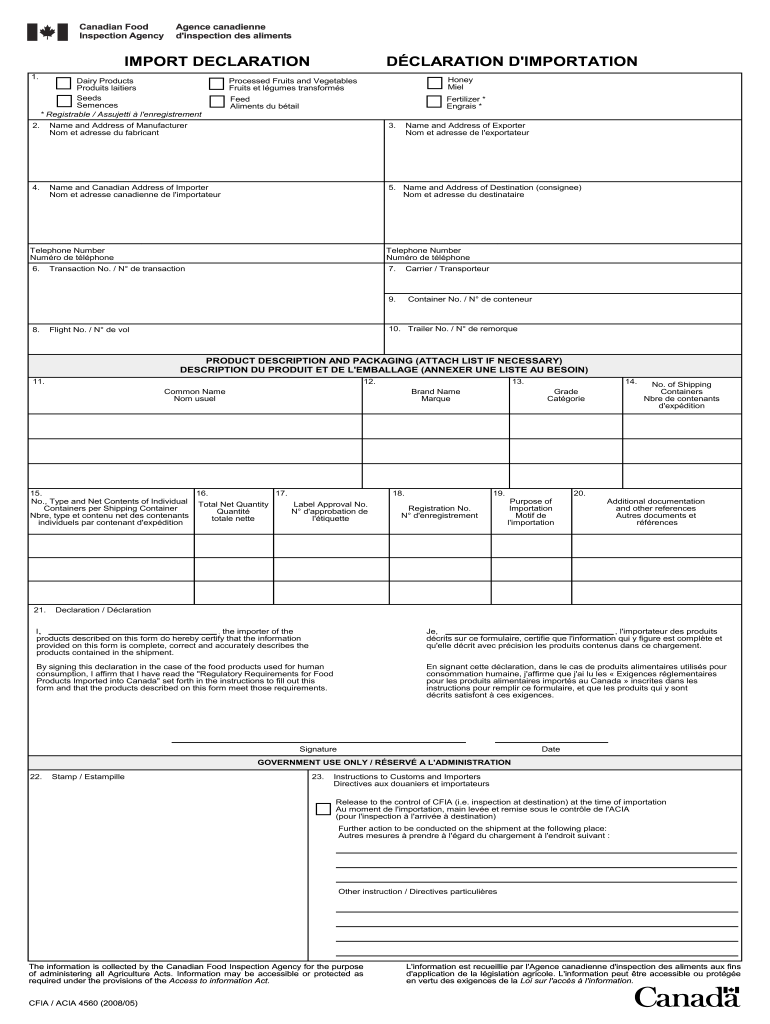 Import Declaration Form Fill Online Printable Fillable 