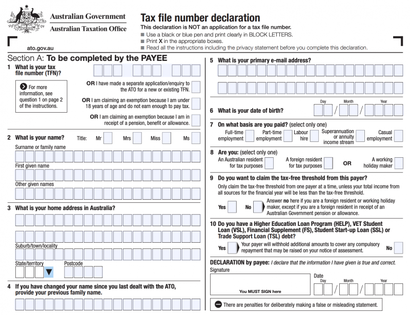 Le Tax File Number TFN Travail Et Imp ts En Australie