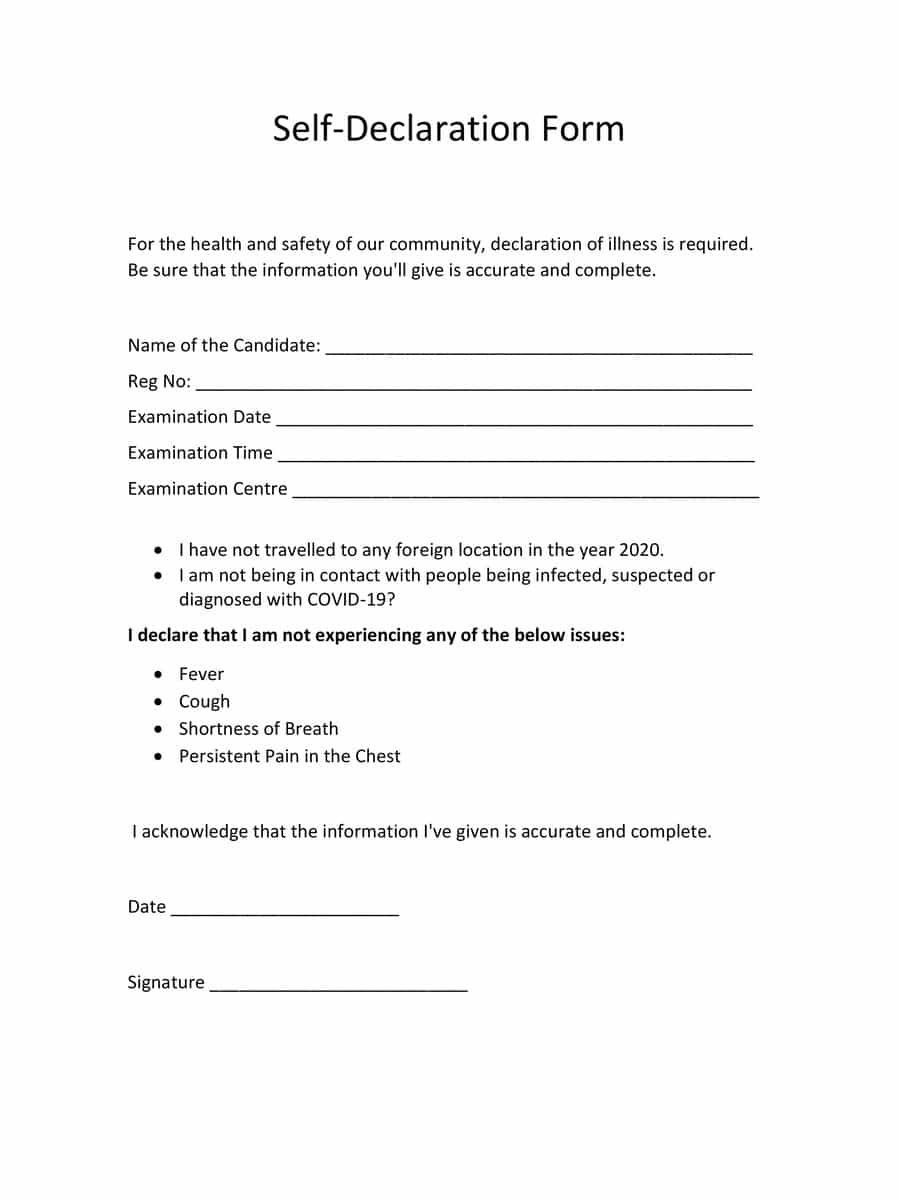  PDF Self Declaration Form For JEE Mains Exam 2020 PDF 