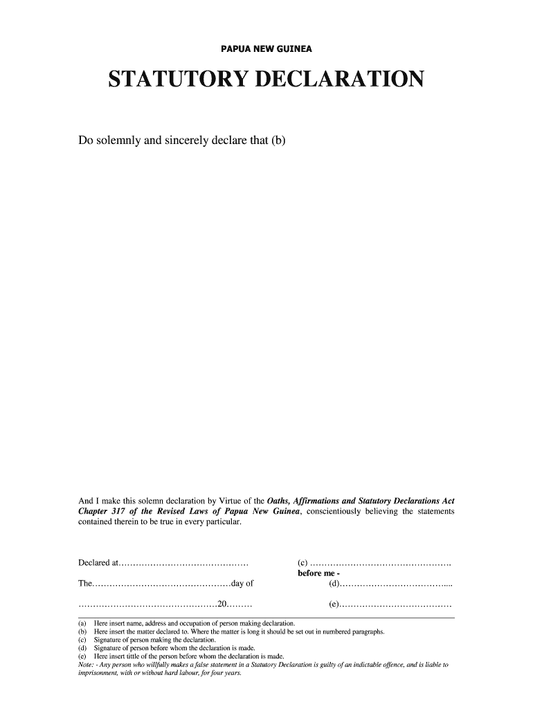 Png Statutory Declaration Form Fill Online Printable 