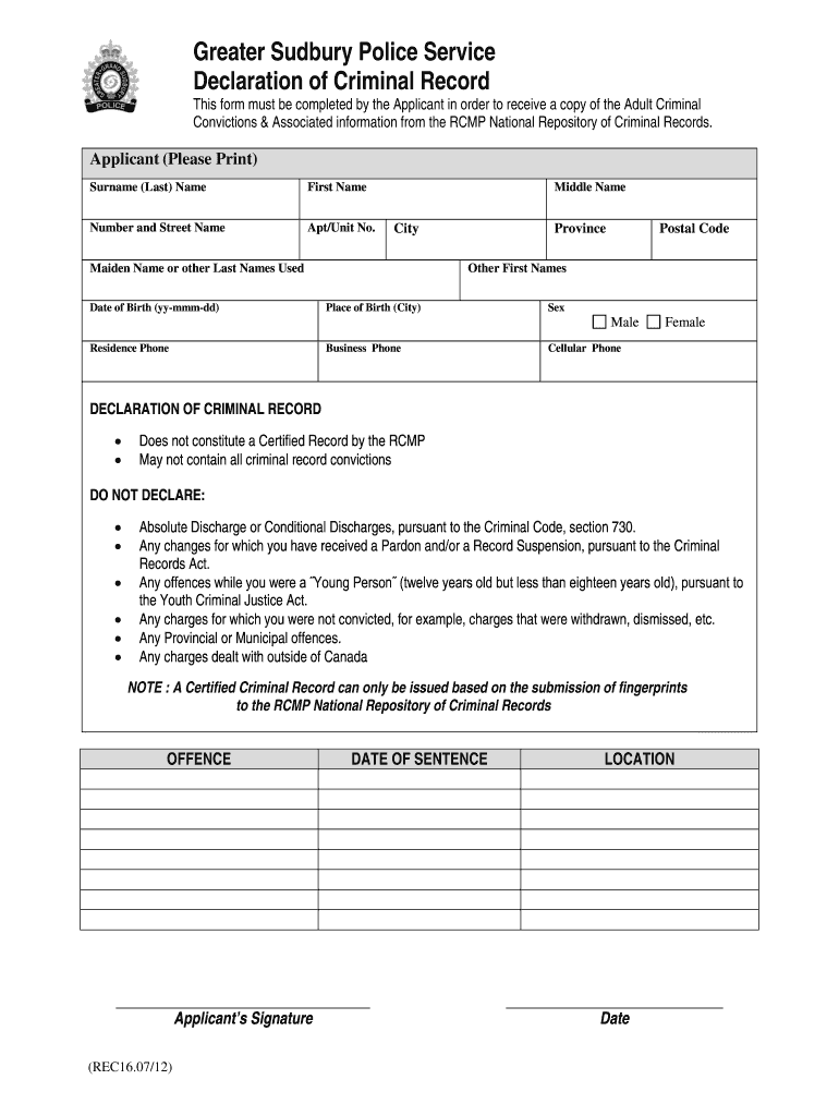 Police Declaration Form Fill Out And Sign Printable PDF 