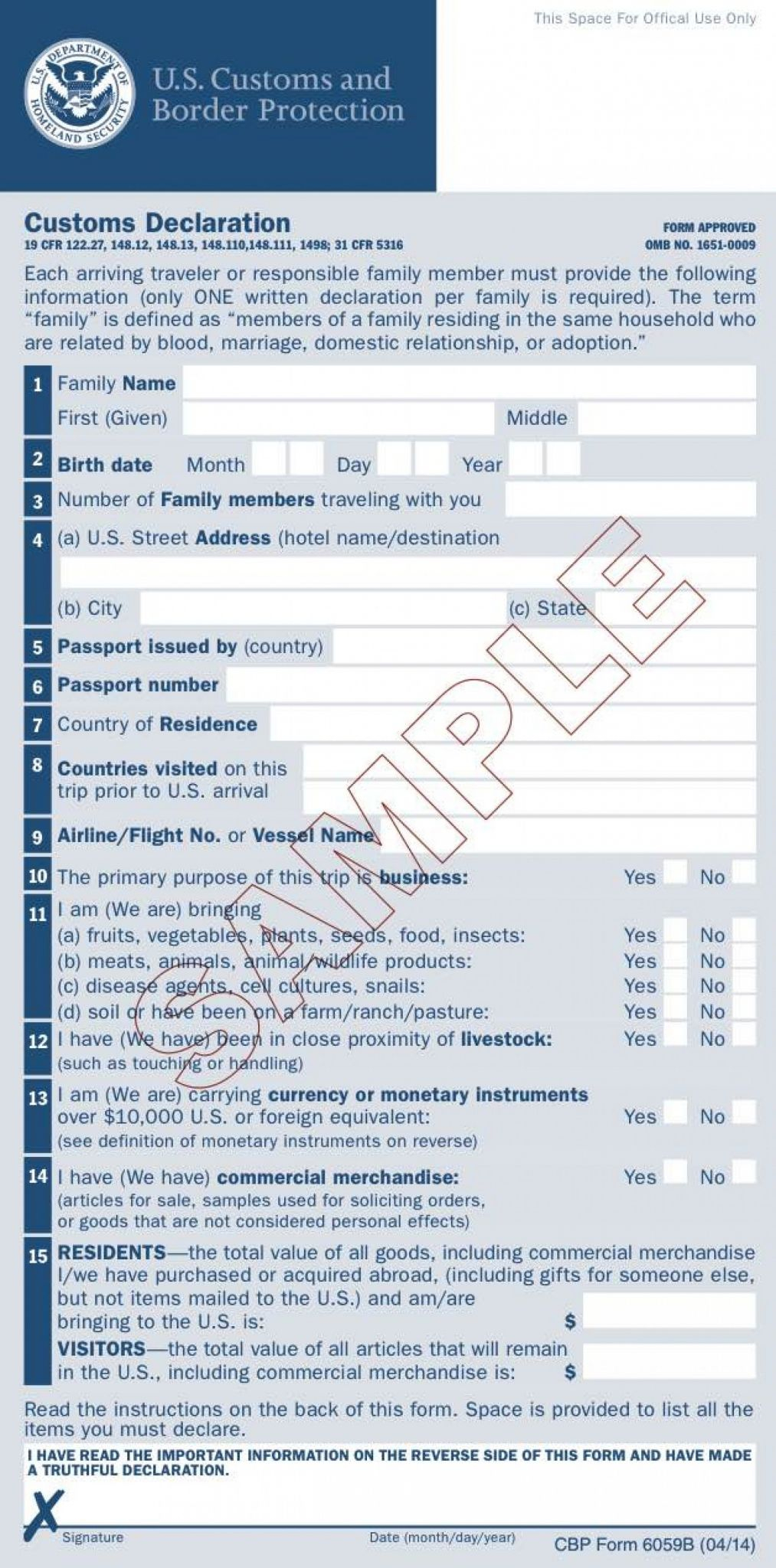 Sample Customs Declaration Form Glendale Community