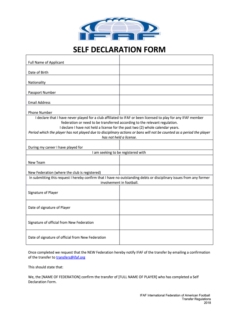 Self Declaration Form Self Declaration Form Template 