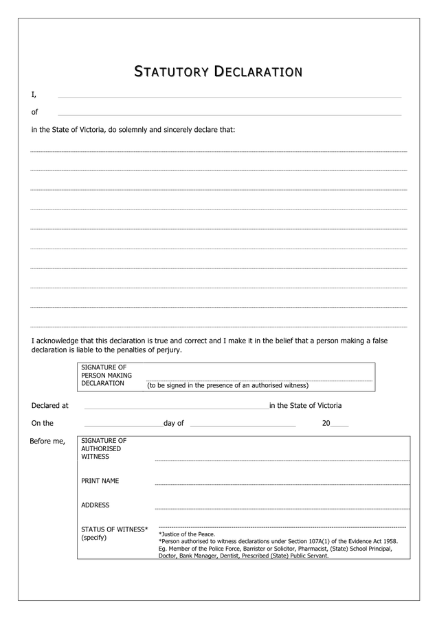 Statutory Declaration Form Canada In Word And Pdf Formats