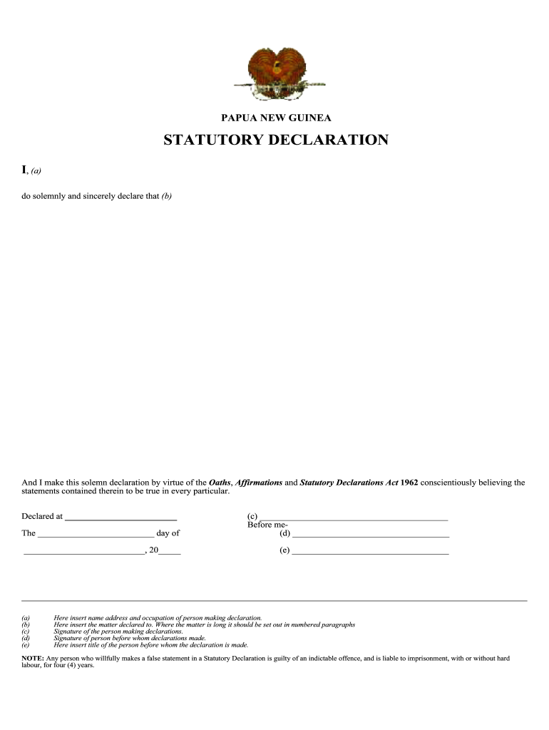 Statutory Declaration Form Fill Out And Sign Printable 