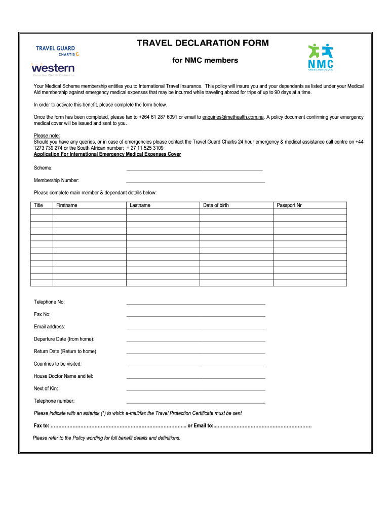 Travel Declaration Form Fill Out And Sign Printable PDF 